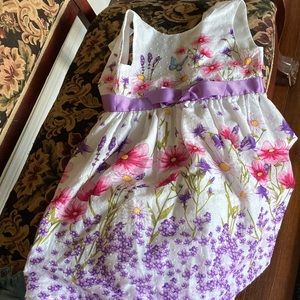 Girls Blueberi Boulevard dress size 7/8 white lavender and pink